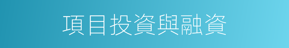 項目投資與融資的同義詞