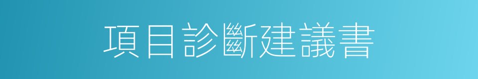 項目診斷建議書的同義詞