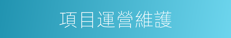 項目運營維護的同義詞