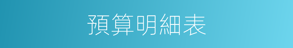預算明細表的同義詞