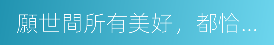 願世間所有美好，都恰逢其時的同義詞