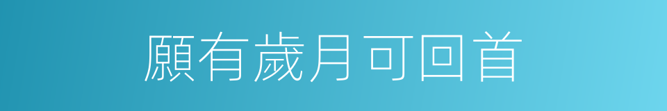 願有歲月可回首的同義詞