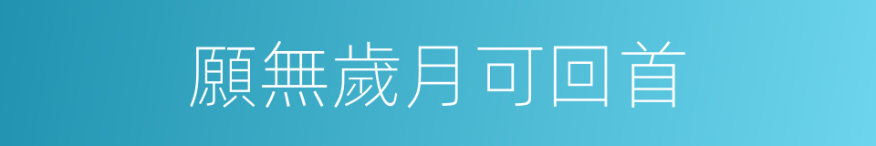 願無歲月可回首的同義詞