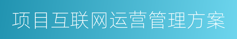 项目互联网运营管理方案的同义词