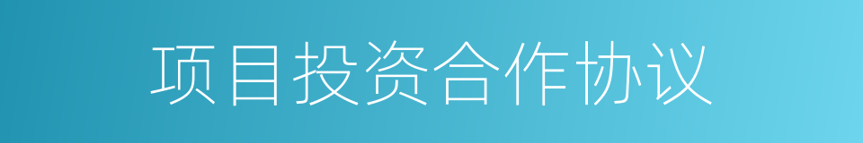 项目投资合作协议的同义词