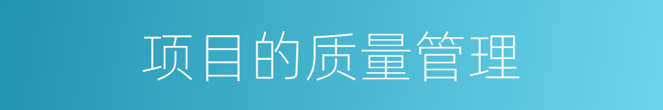 项目的质量管理的同义词