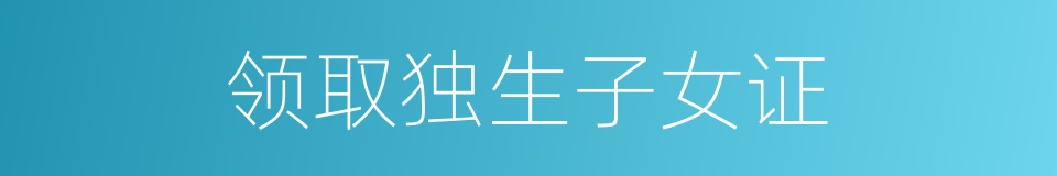 领取独生子女证的同义词