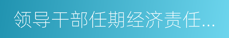 领导干部任期经济责任审计的同义词