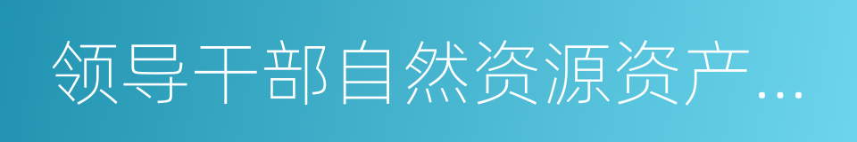 领导干部自然资源资产离任审计的同义词