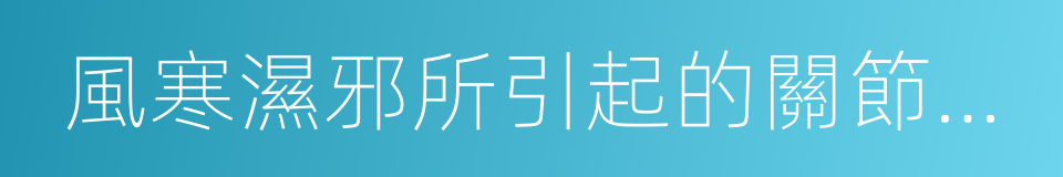 風寒濕邪所引起的關節肌肉疼痛的同義詞