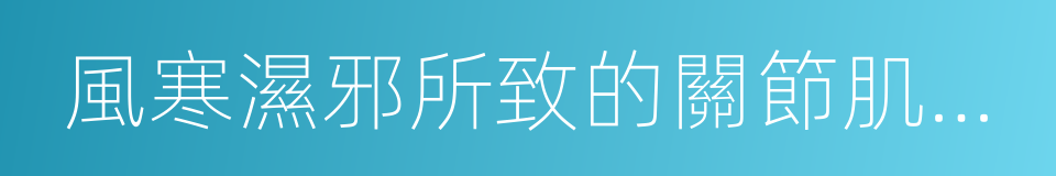 風寒濕邪所致的關節肌肉疼痛的同義詞