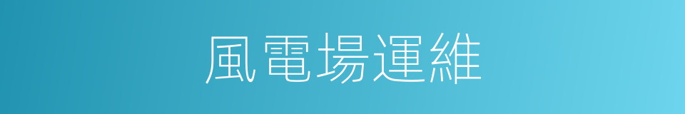 風電場運維的同義詞