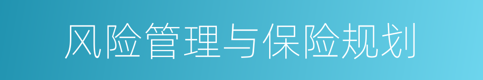 风险管理与保险规划的同义词
