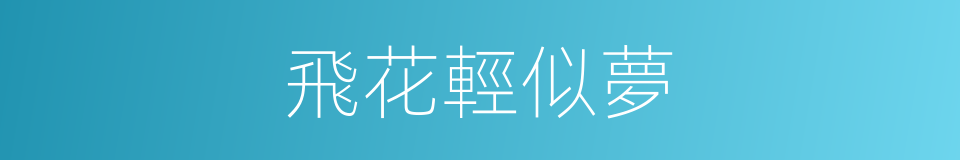 飛花輕似夢的同義詞