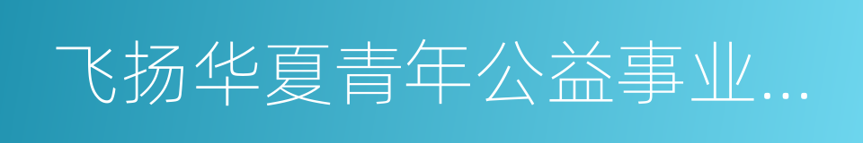 飞扬华夏青年公益事业发展中心的意思