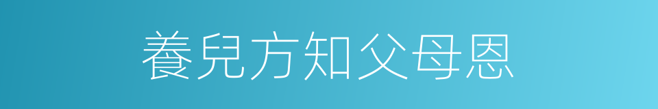 養兒方知父母恩的同義詞