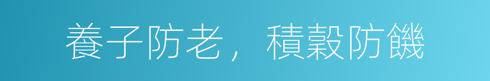 養子防老，積穀防饑的意思