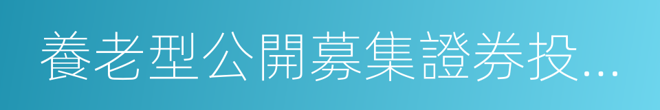 養老型公開募集證券投資基金指引的同義詞