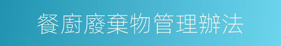 餐廚廢棄物管理辦法的同義詞