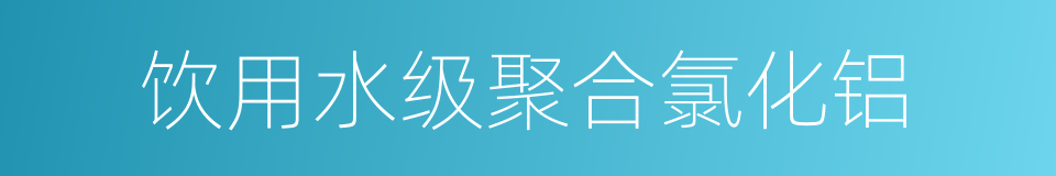 饮用水级聚合氯化铝的同义词
