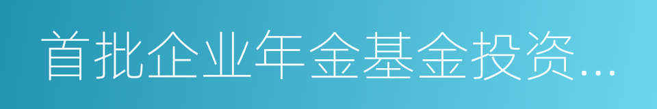 首批企业年金基金投资管理人的同义词