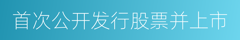 首次公开发行股票并上市的同义词