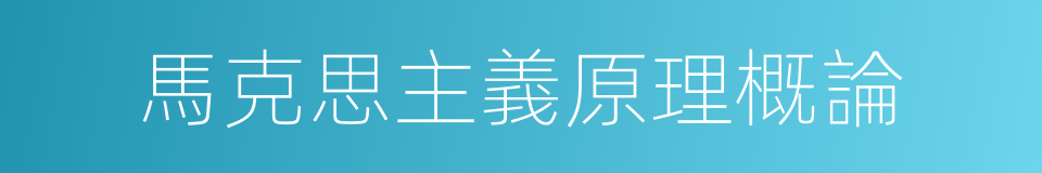 馬克思主義原理概論的同義詞