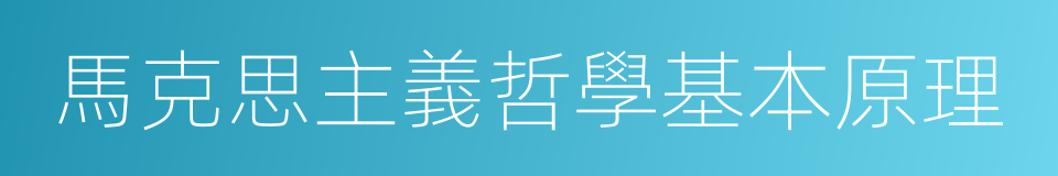 馬克思主義哲學基本原理的同義詞