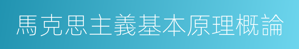 馬克思主義基本原理概論的同義詞