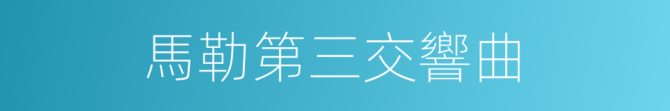 馬勒第三交響曲的同義詞