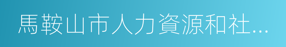 馬鞍山市人力資源和社會保障局的同義詞