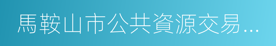 馬鞍山市公共資源交易中心的同義詞