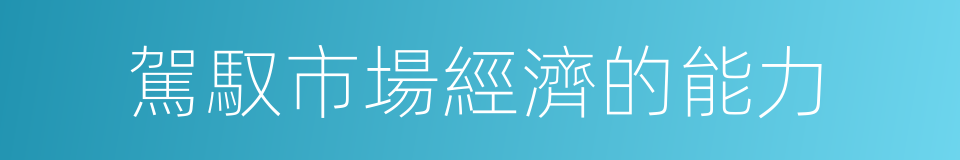 駕馭市場經濟的能力的同義詞