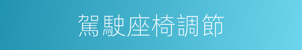 駕駛座椅調節的同義詞