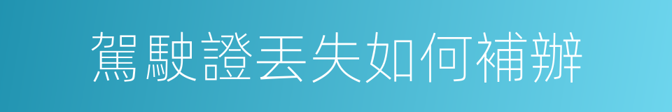 駕駛證丟失如何補辦的同義詞