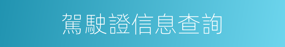 駕駛證信息查詢的同義詞