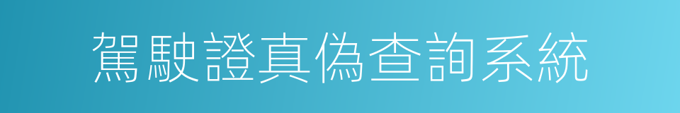 駕駛證真偽查詢系統的同義詞