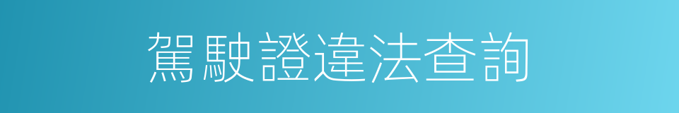 駕駛證違法查詢的同義詞