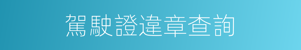 駕駛證違章查詢的同義詞