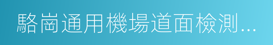 駱崗通用機場道面檢測與評價的同義詞