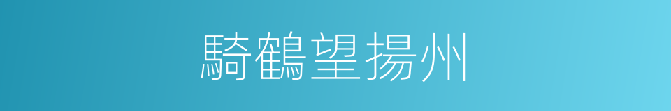 騎鶴望揚州的意思