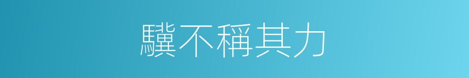 驥不稱其力的同義詞