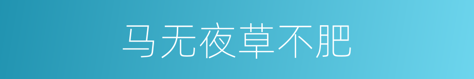 马无夜草不肥的意思