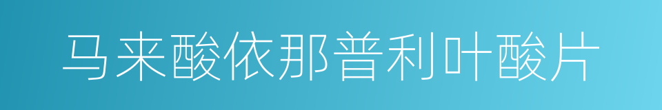 马来酸依那普利叶酸片的同义词