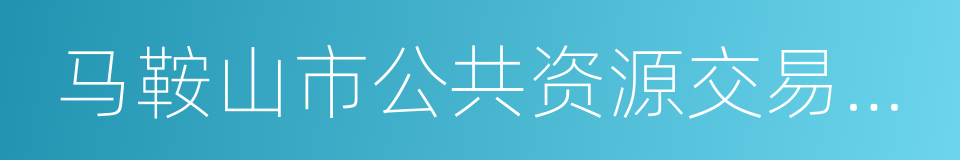 马鞍山市公共资源交易中心的同义词