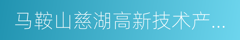 马鞍山慈湖高新技术产业开发区的同义词