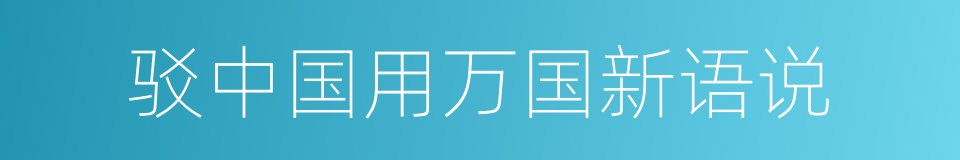 驳中国用万国新语说的意思