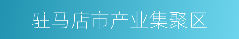 驻马店市产业集聚区的同义词