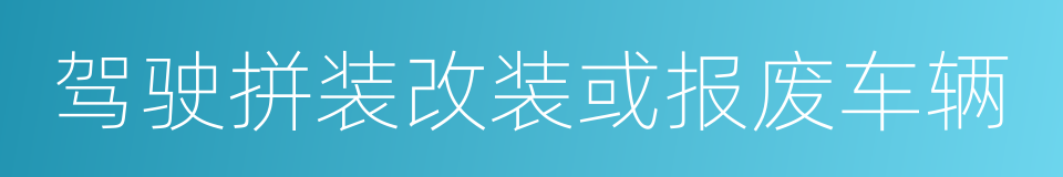 驾驶拼装改装或报废车辆的同义词