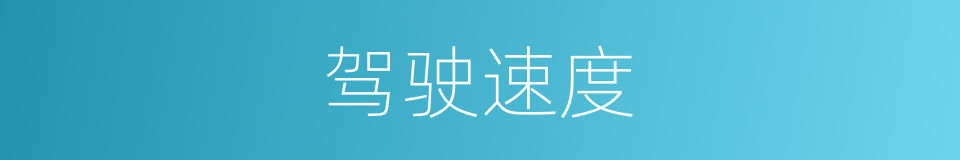 驾驶速度的同义词